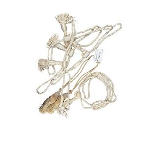 Lot of 6 wood beaded tasseled fringe‎ ropes necklace belt vintage & New